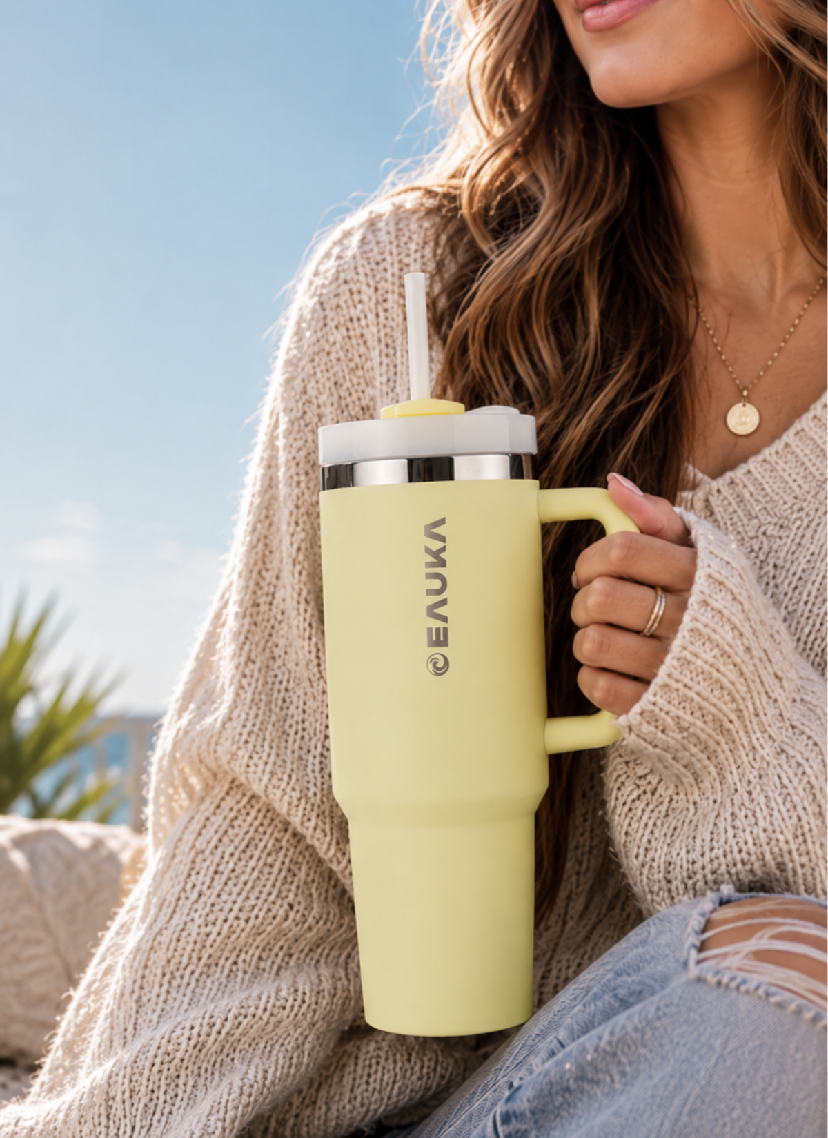 Thumbler with Filter Straw-Pastel yellow